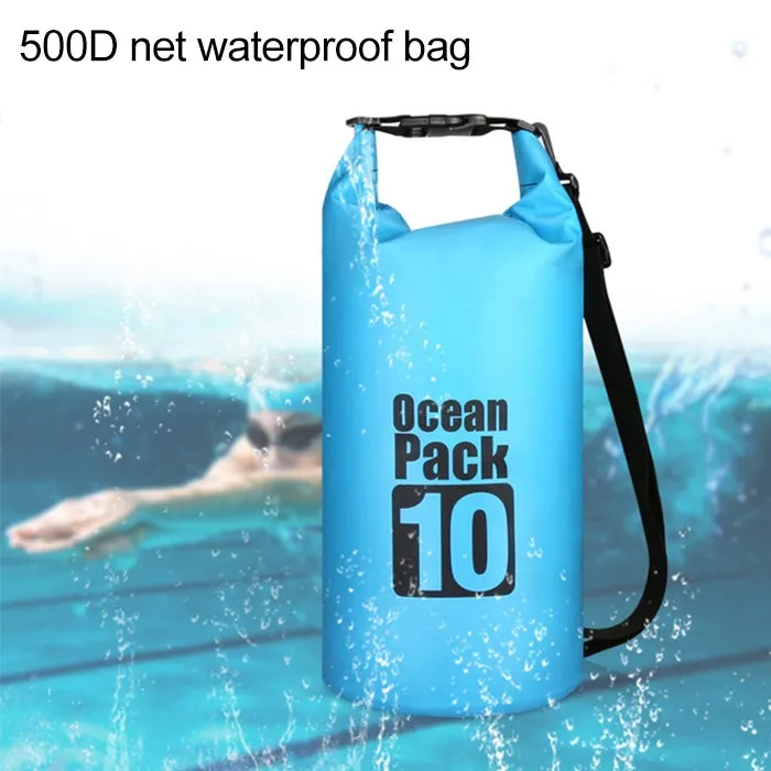 Outdoor Waterproof Double Shoulder Bag Dry Sack PVC Barrel Bag, Capacity: 30L (Sky Blue)