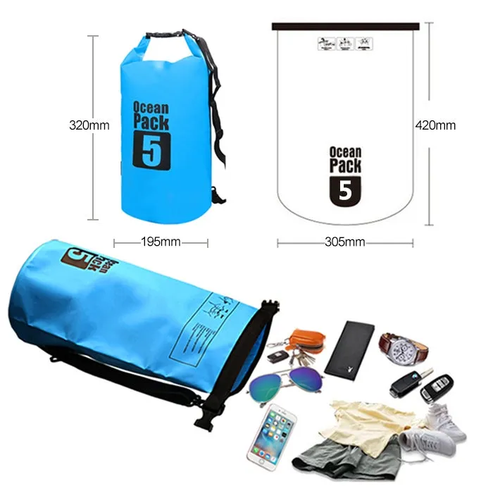 Outdoor Waterproof Single Shoulder Bag Dry Sack PVC Barrel Bag, Capacity: 5L (Green)