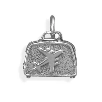 Oxidized 3D Suitcase Charm