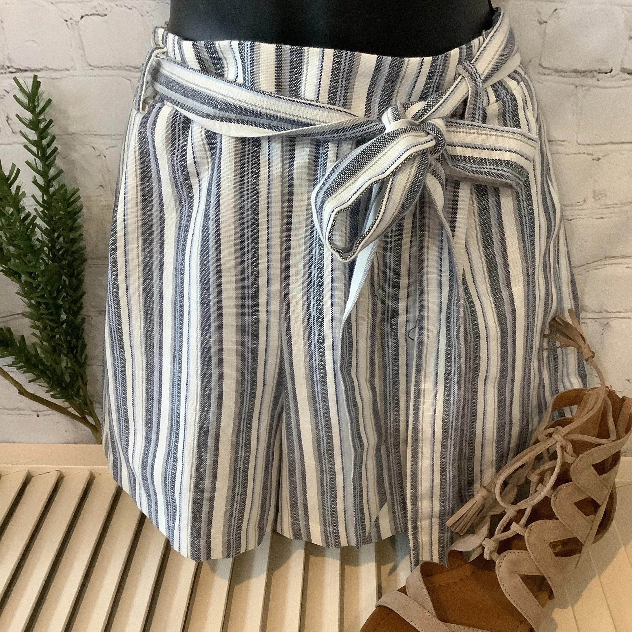 Paper Bag Waist Striped Shorts