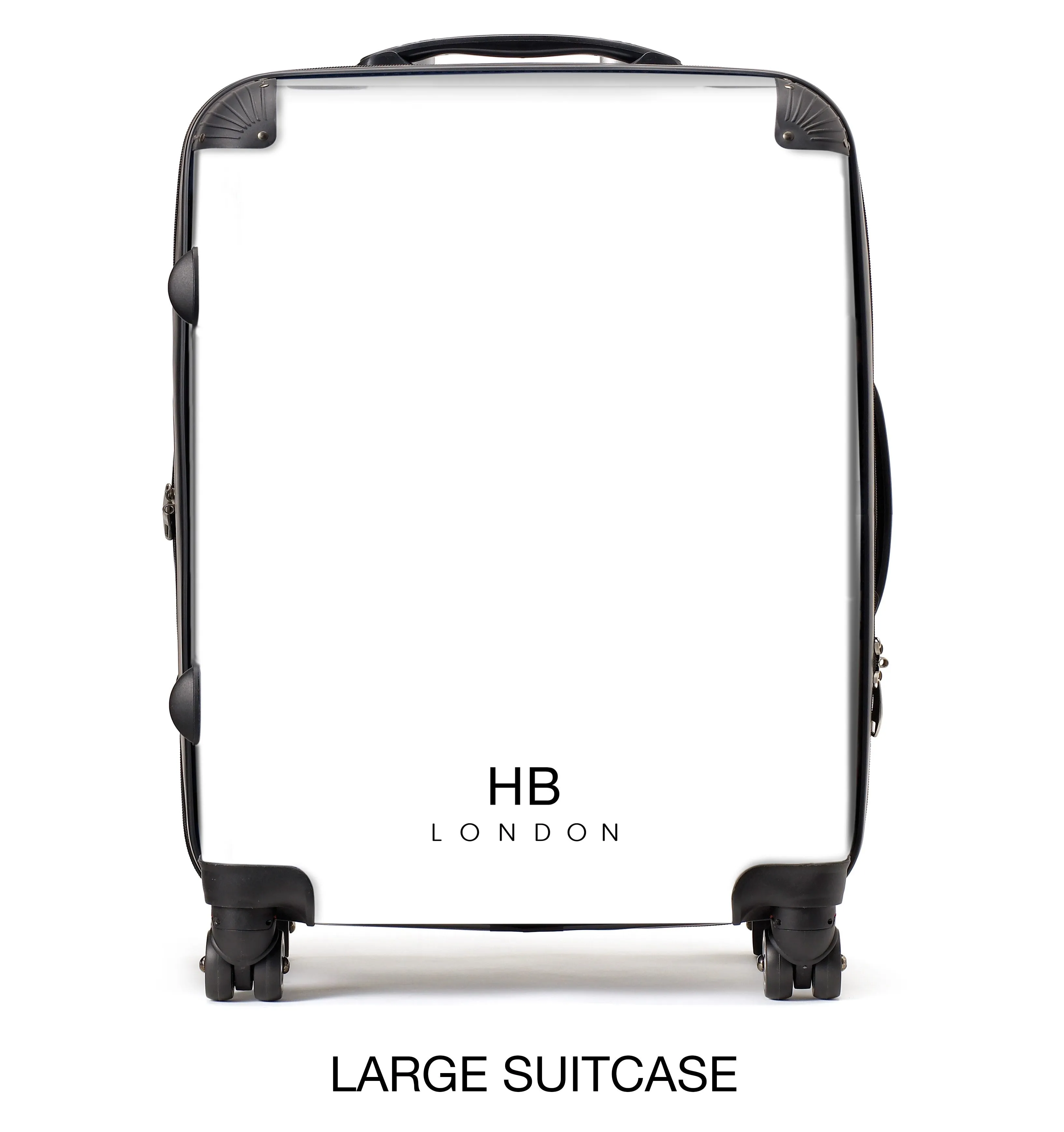 Personalised Beige, White and Nude Stripe with Black Font Initial Suitcase