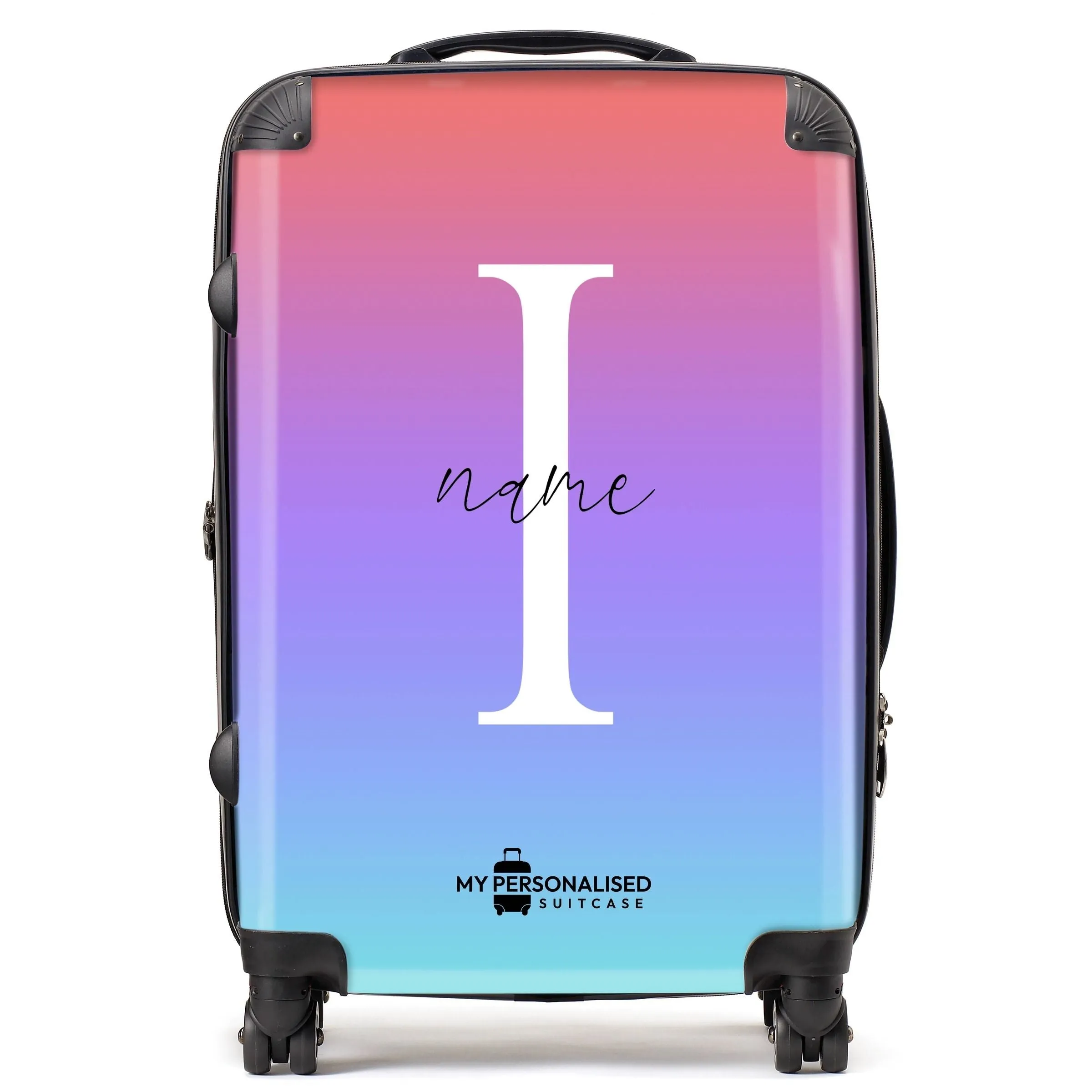 Personalised Blue, Purple and Red Ombre Gradient Suitcase