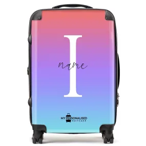 Personalised Blue, Purple and Red Ombre Gradient Suitcase