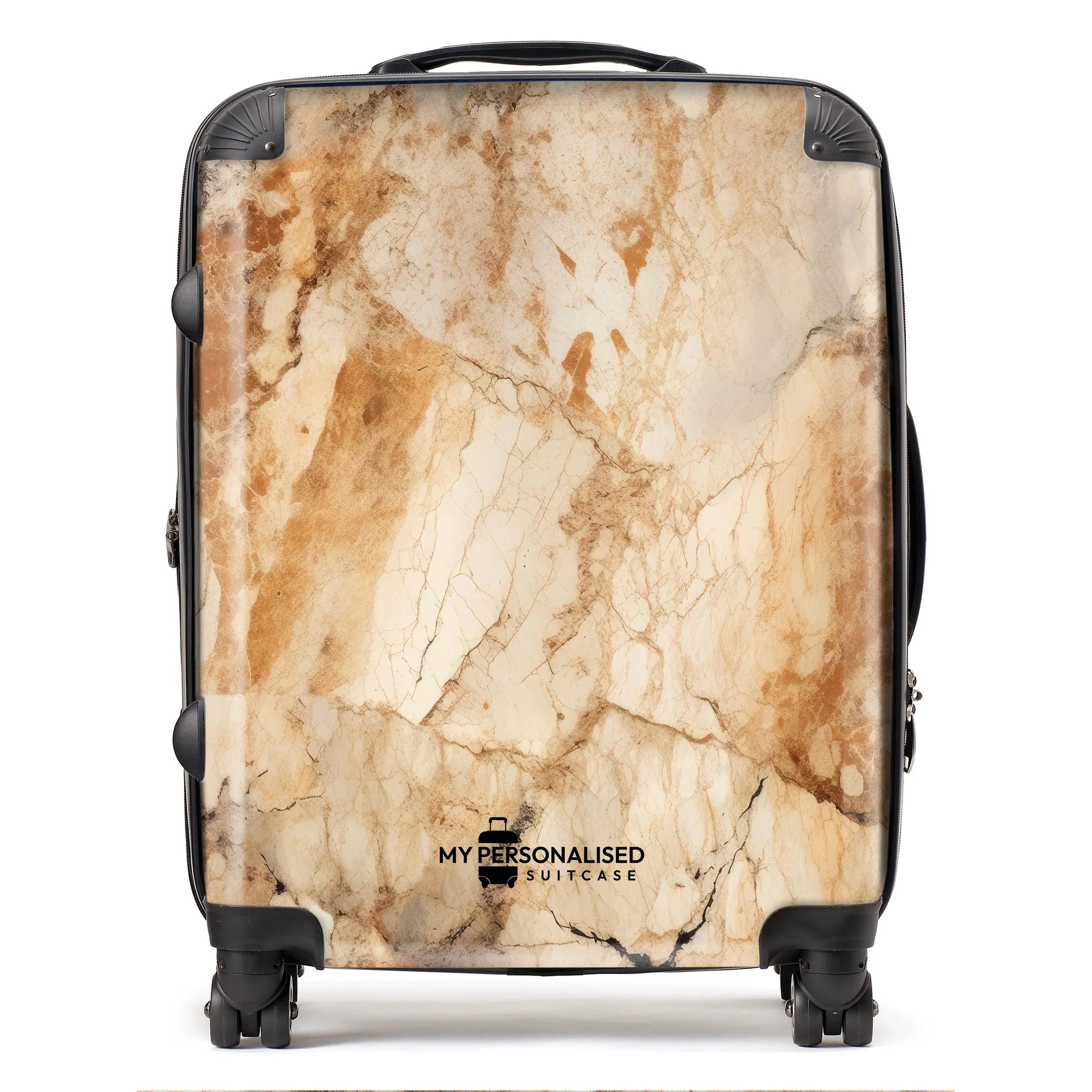 Personalised Brown and Cream Marble Suitcase