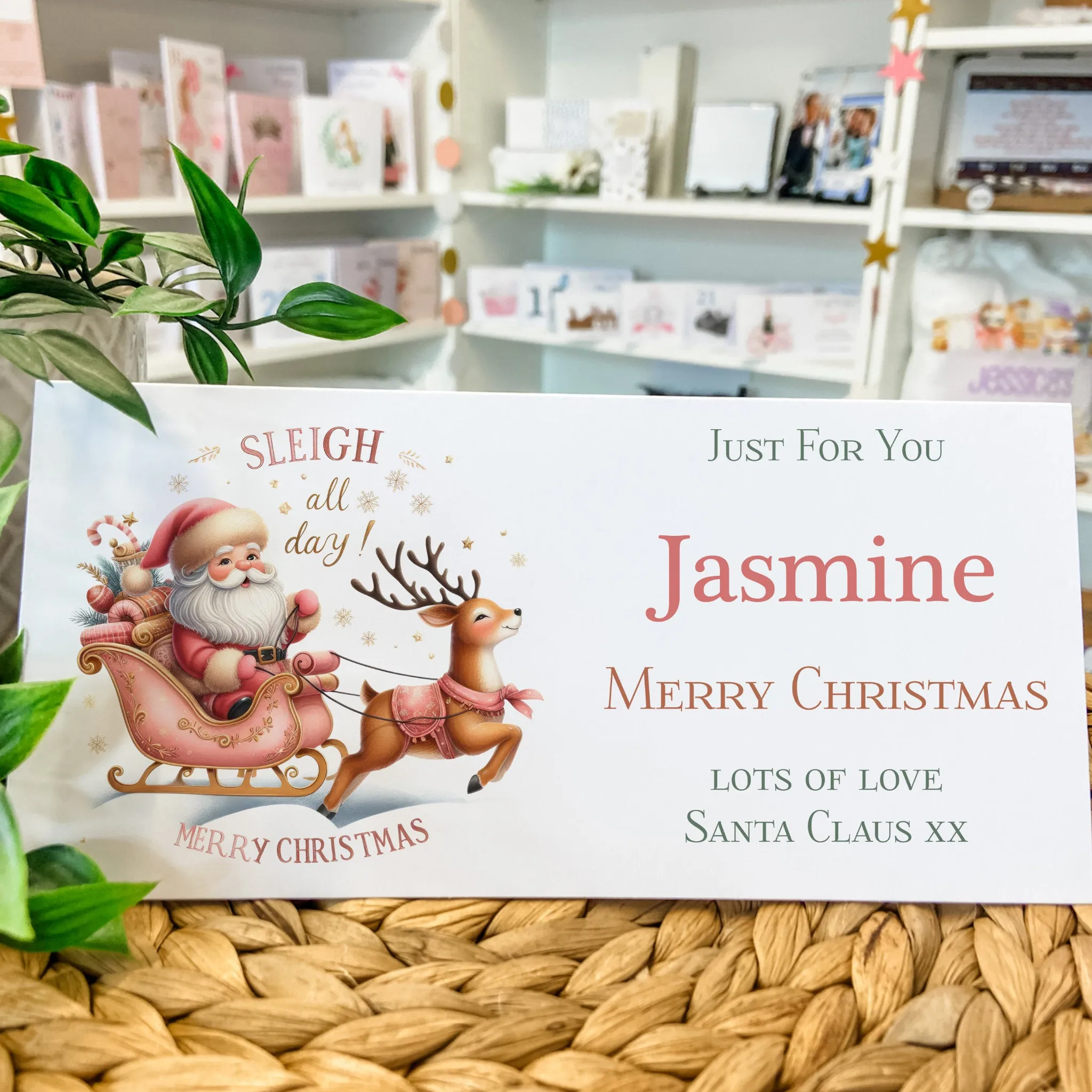 Personalised Christmas Card Wallet for Gifting Cash, Custom Festive Money Holder