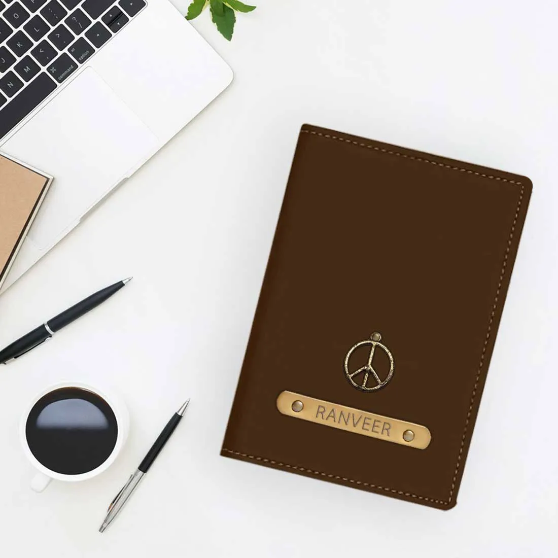 Personalised Travel Document Holder Passport Added Charm - Peace Sign