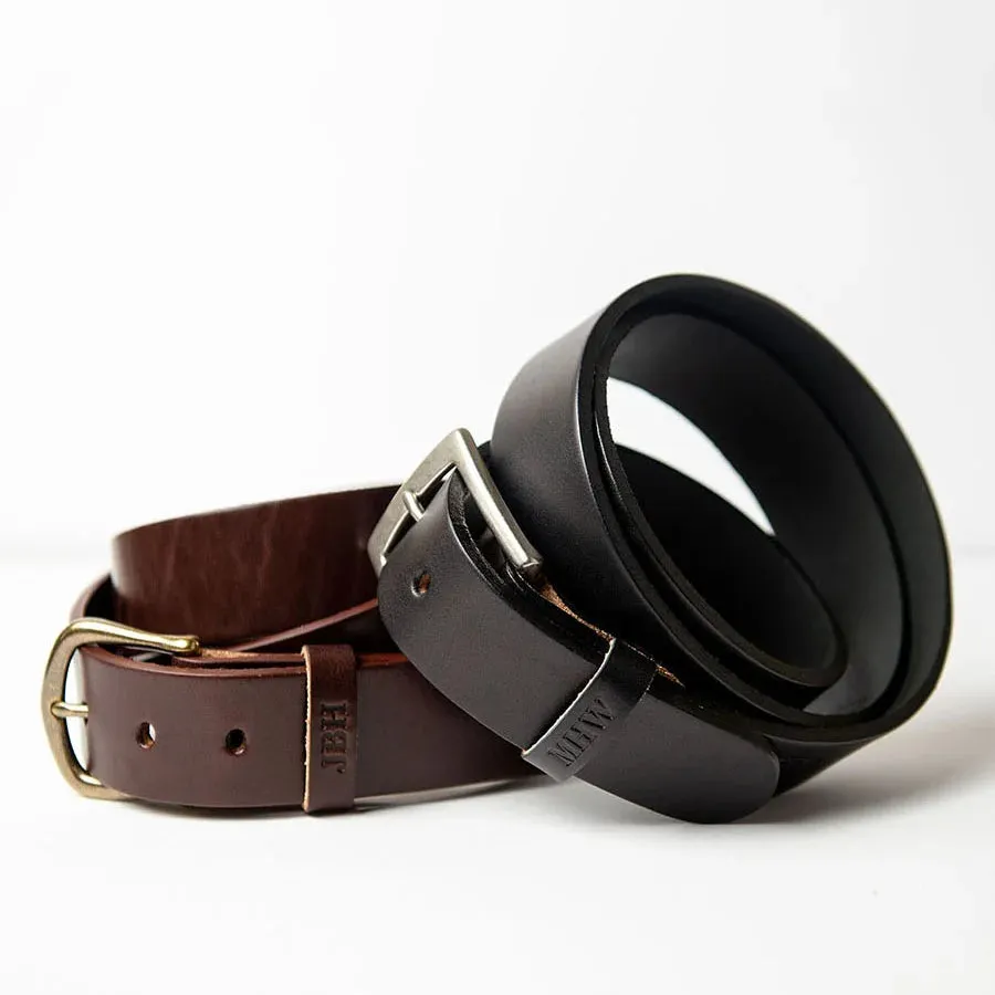 Personalized Bridle Leather Men's Casual Belt – Rounded Nickel or Brass Buckle