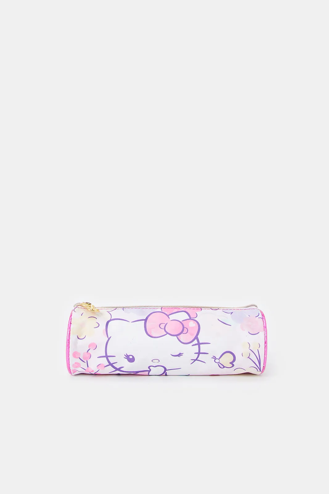 Pink And White Hello Kitty Print Pencil Case