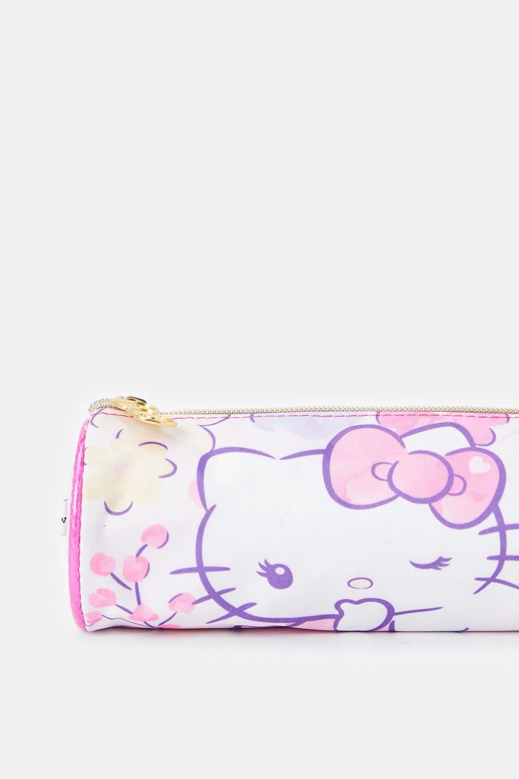 Pink And White Hello Kitty Print Pencil Case