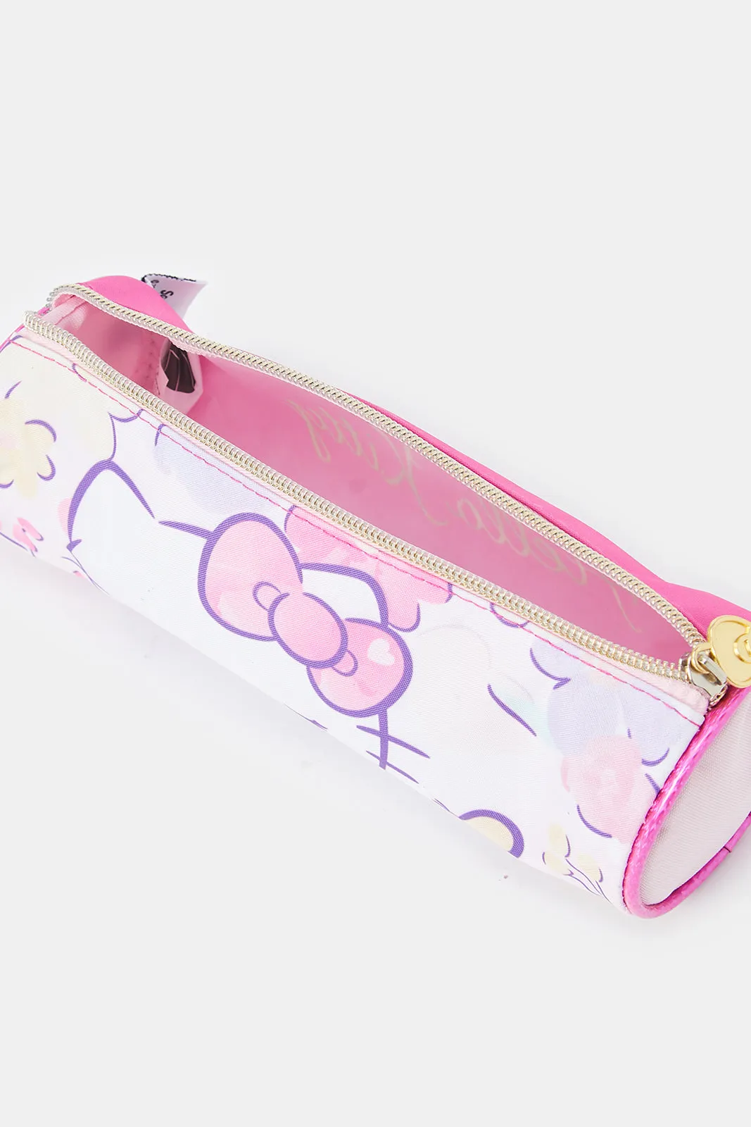 Pink And White Hello Kitty Print Pencil Case