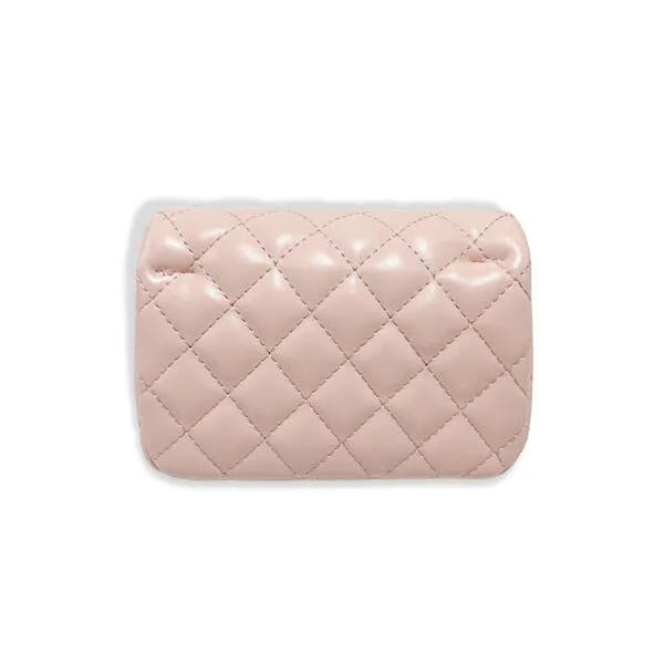 Pink Pearl Closure Quilted Purse