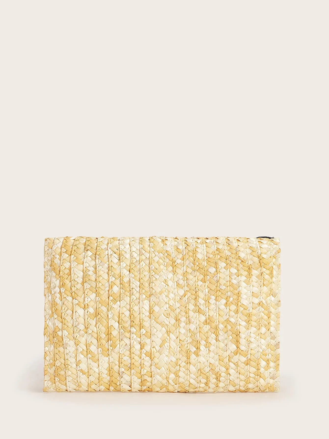 Pom Pom Decor Woven Clutch Bag