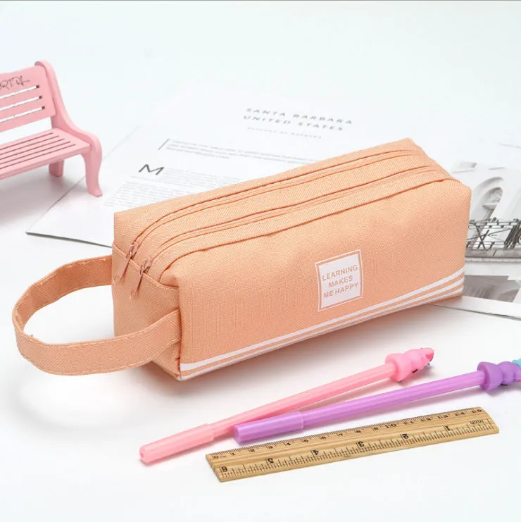 Portable Large Capacity Double Layer Oxford Fabric Pencil Bag Can Hold up to 80 Pens