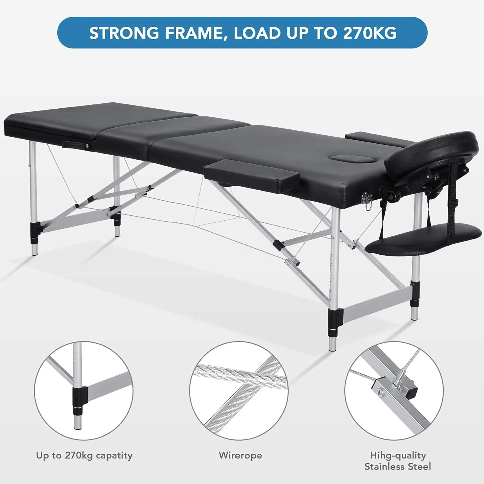 Portable Massage Table with 2 Fold Aluminium