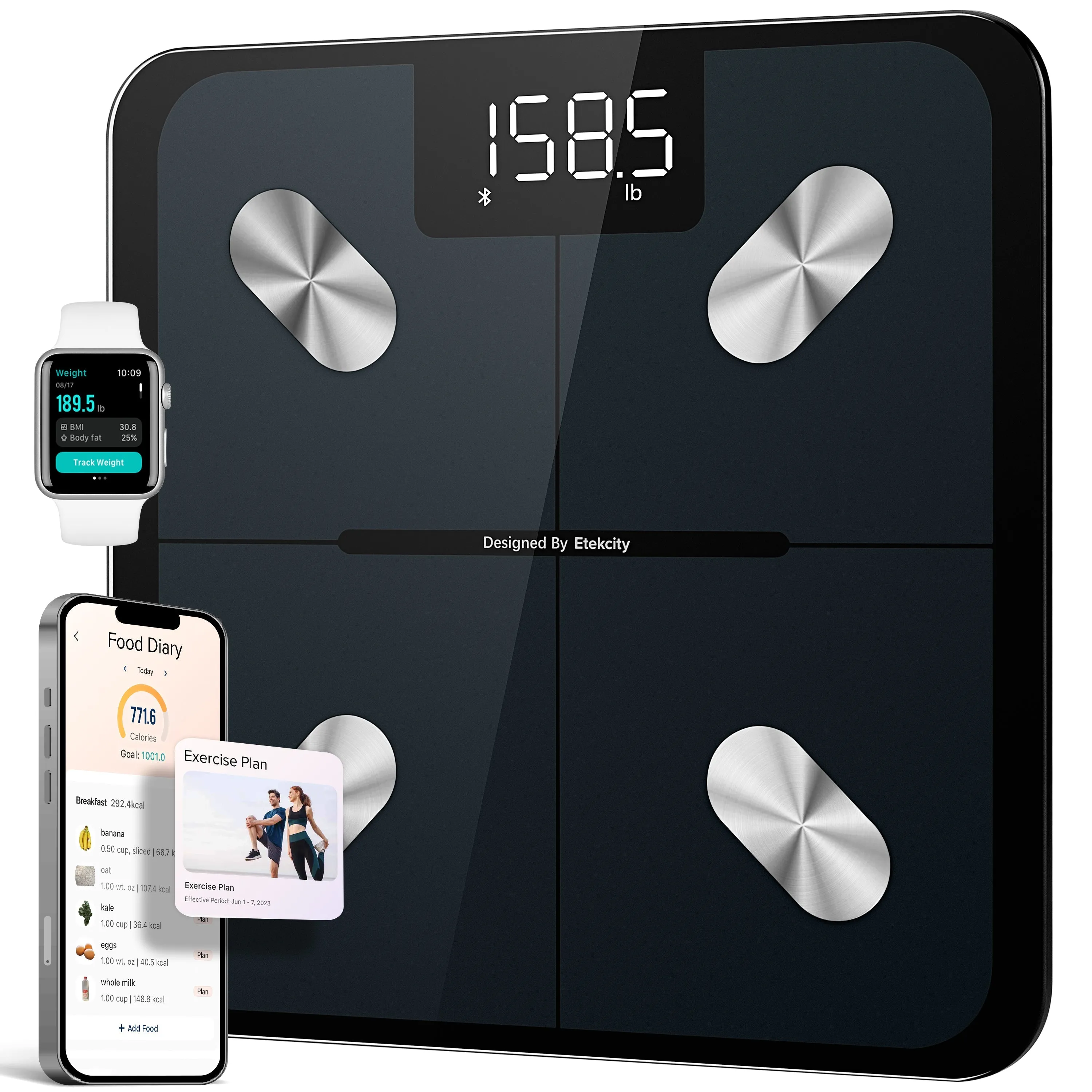 Portable Yoga Mat & Body Fat Scale Bundle - Jade, Etekcity