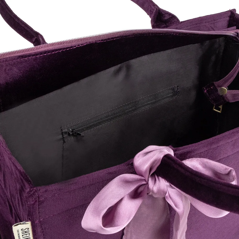 Purple Knotted Velvet Tote Bag – Luxurious & Eco-Friendly Handbag