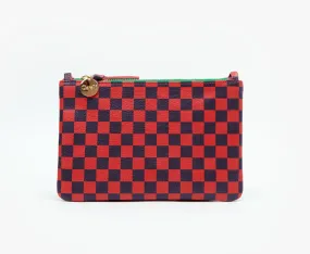 Red & Navy Checker Wallet Clutch