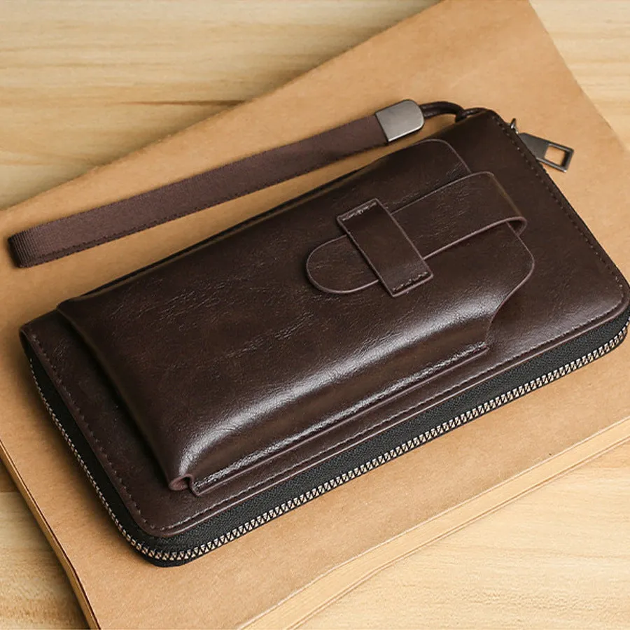 Retro Wallet Men's Long Large Capacity 2023 New Wallet Clutch Wallet Zip Clutch Mobile Phone Bag