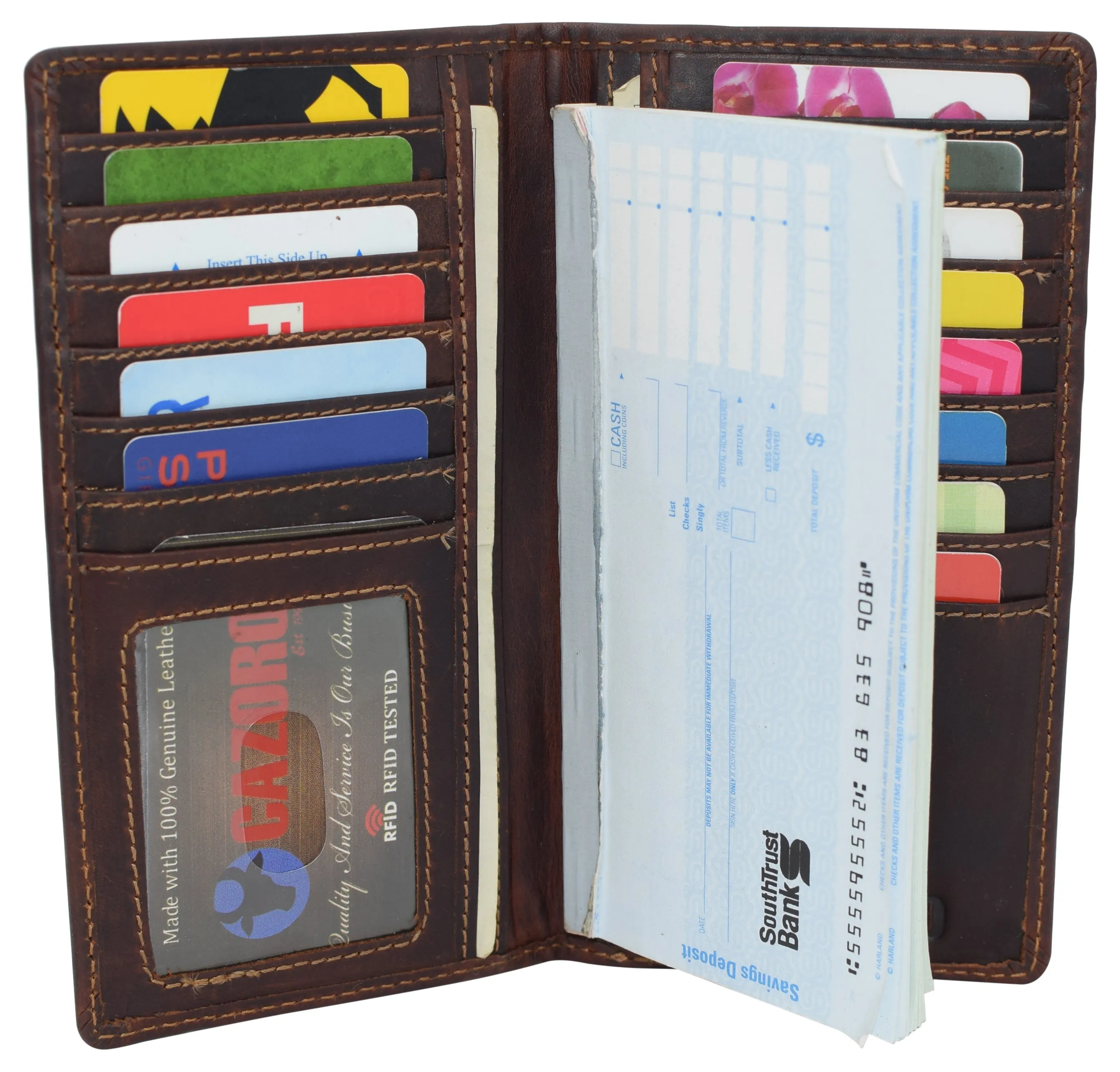 RFID Blocking Slim Long Bifold Vintage Leather ID Credit Card Holder Long Wallet RFID611528RHU