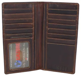 RFID Blocking Slim Long Bifold Vintage Leather ID Credit Card Holder Long Wallet RFID611528RHU