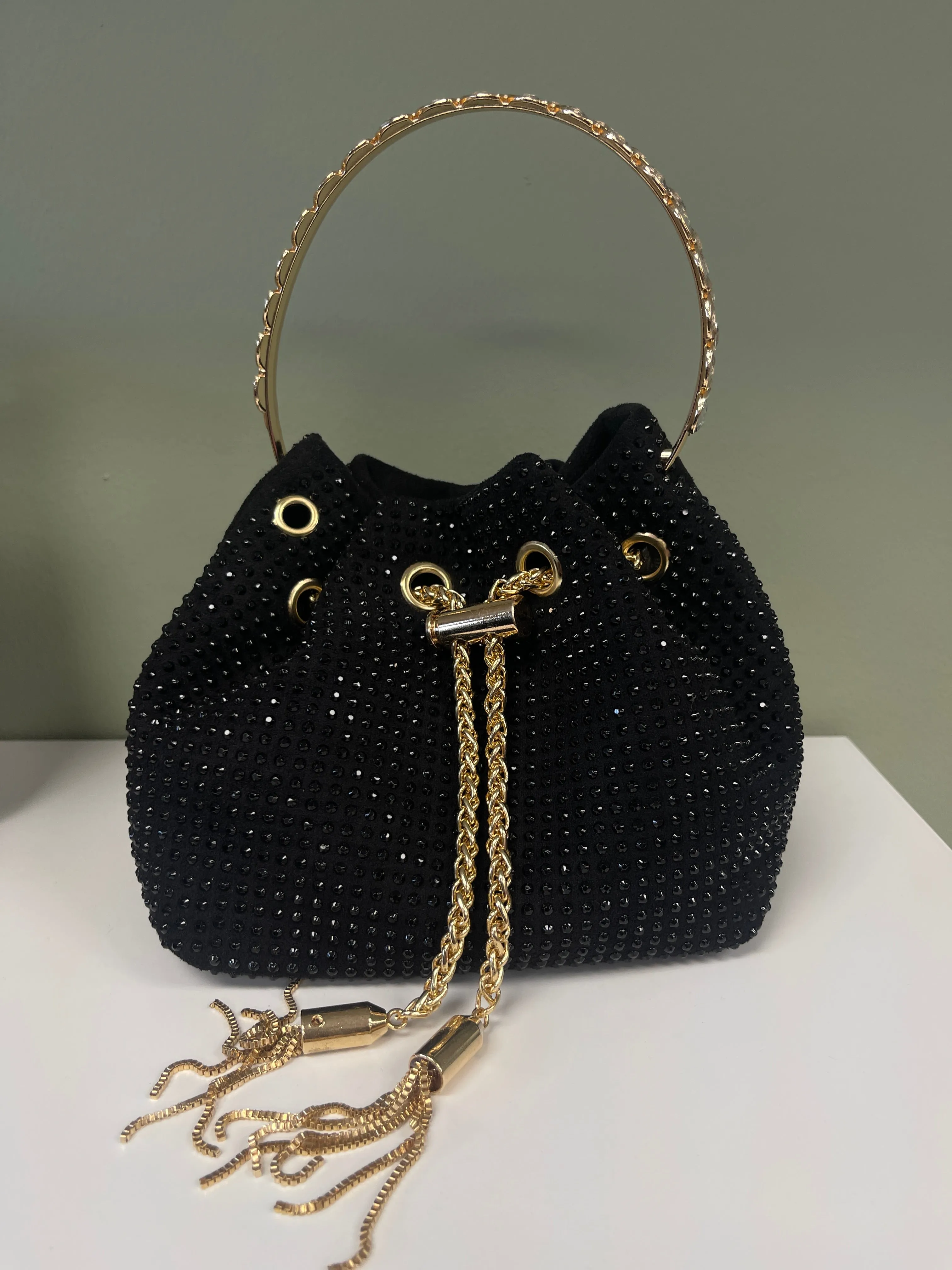 RHINESTONE BUCKET BAG