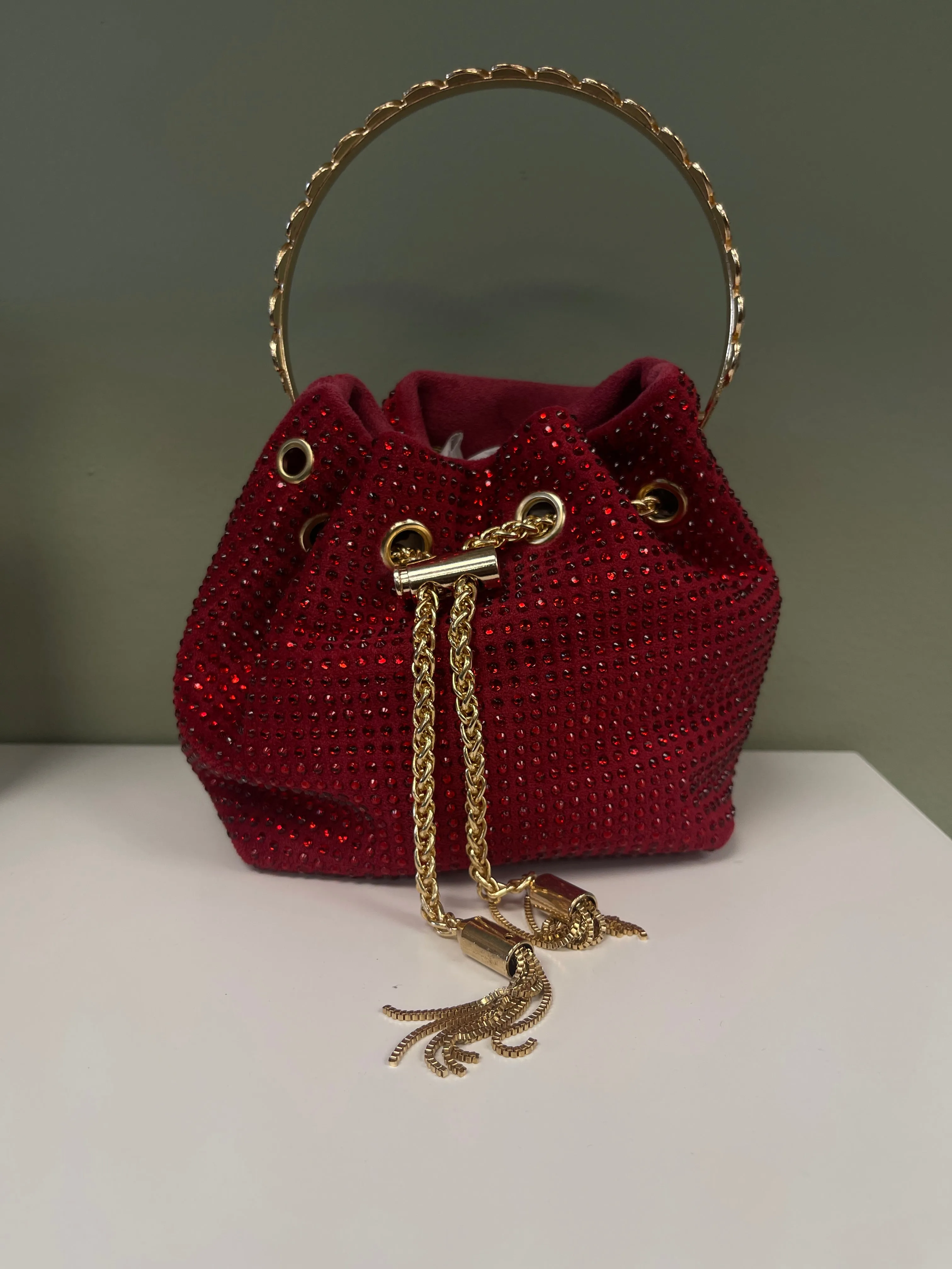 RHINESTONE BUCKET BAG