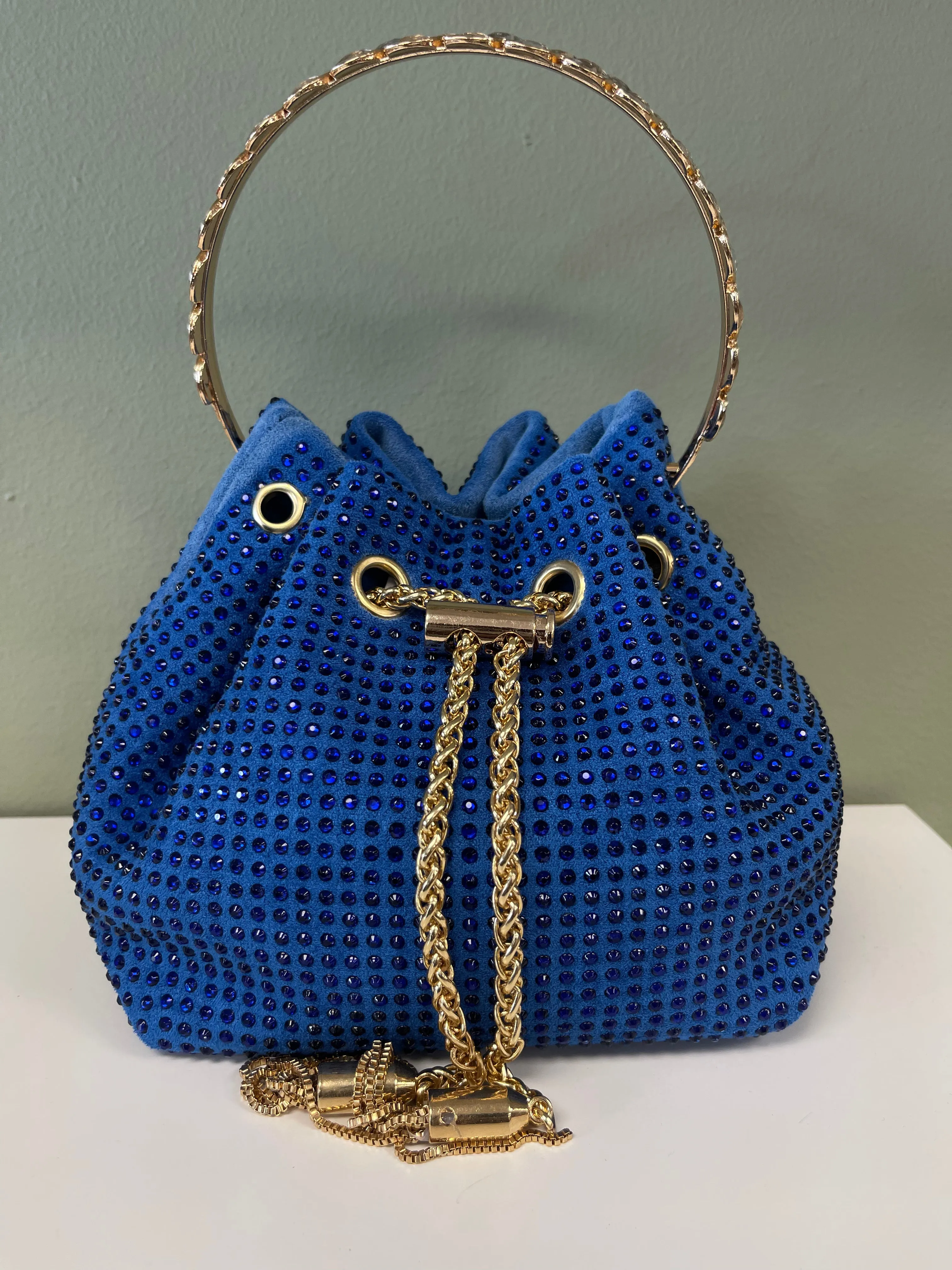 RHINESTONE BUCKET BAG