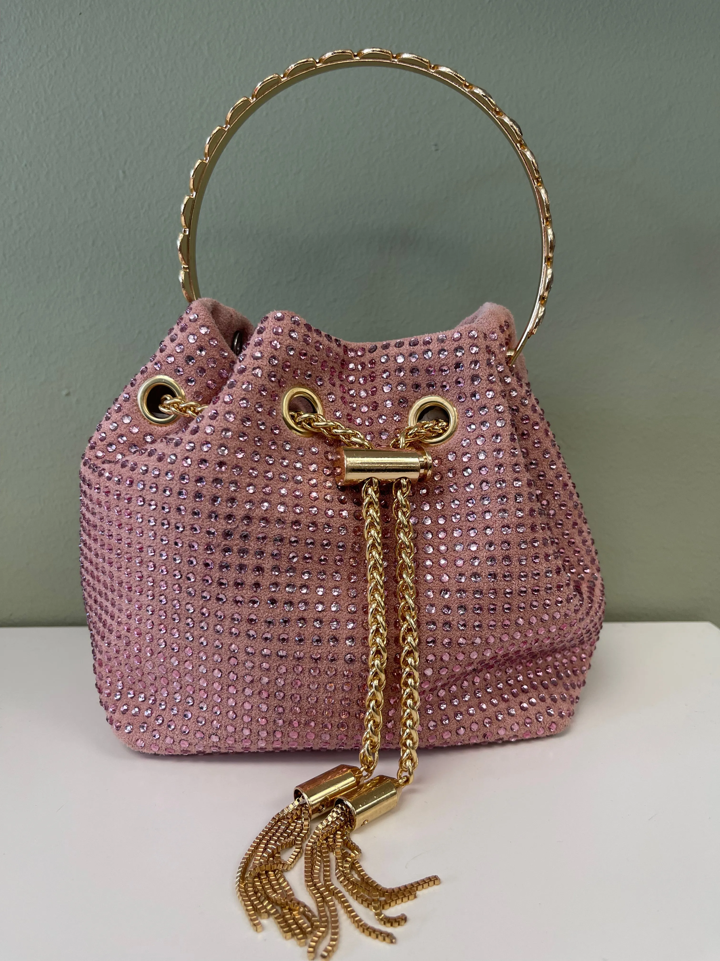 RHINESTONE BUCKET BAG