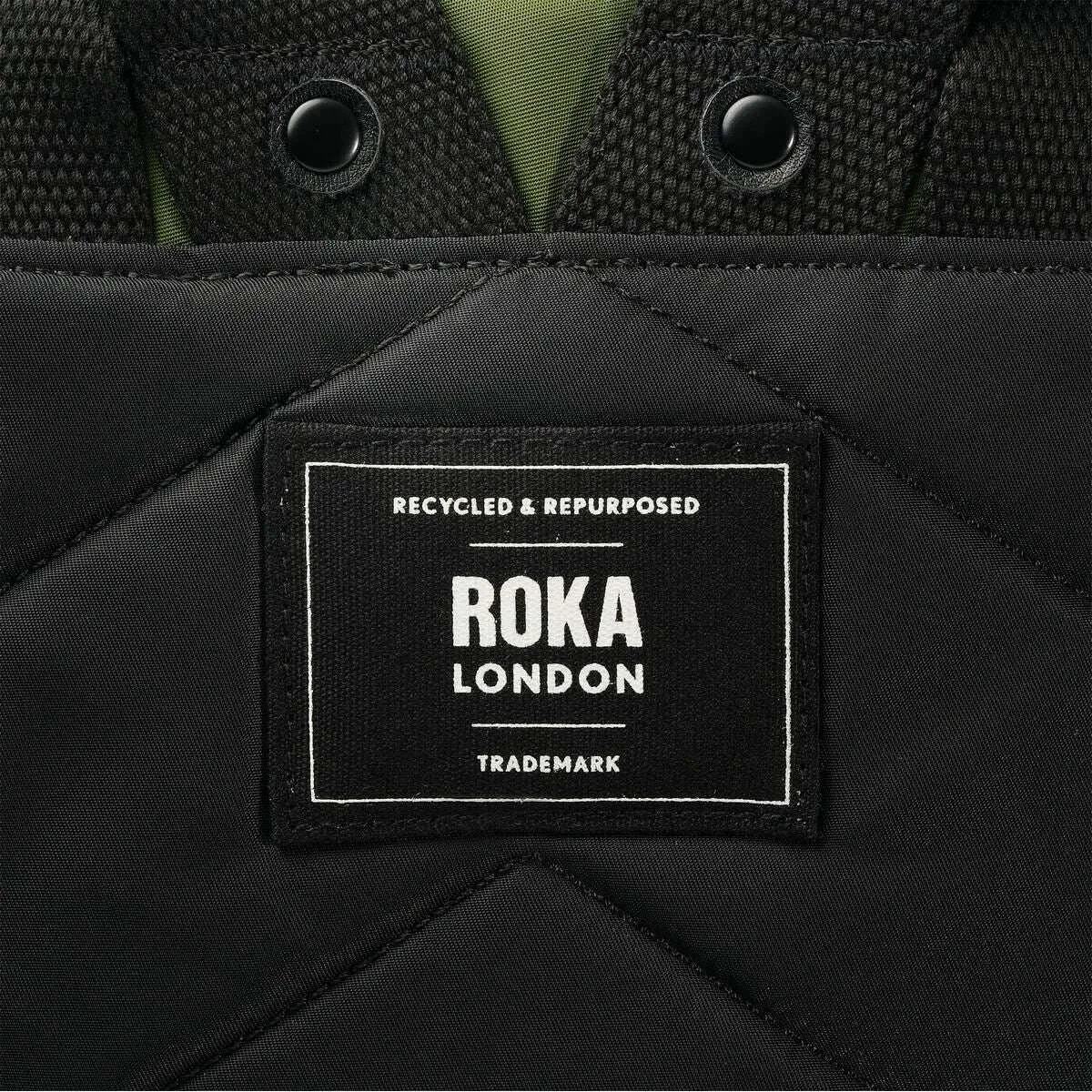 Roka Canfield B Small Creative Waste Two Tone Recycled Nylon Backpack - Black/Avocado Green