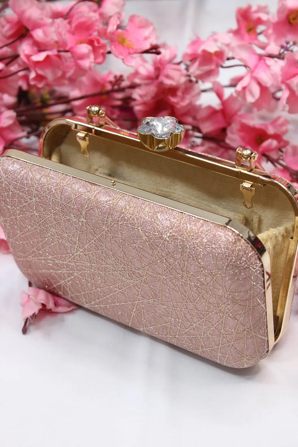 Rose Gold Clutch Sling Bag - Sparkle Your Way Through Any Occasion - Add a Statement to Your Outfit