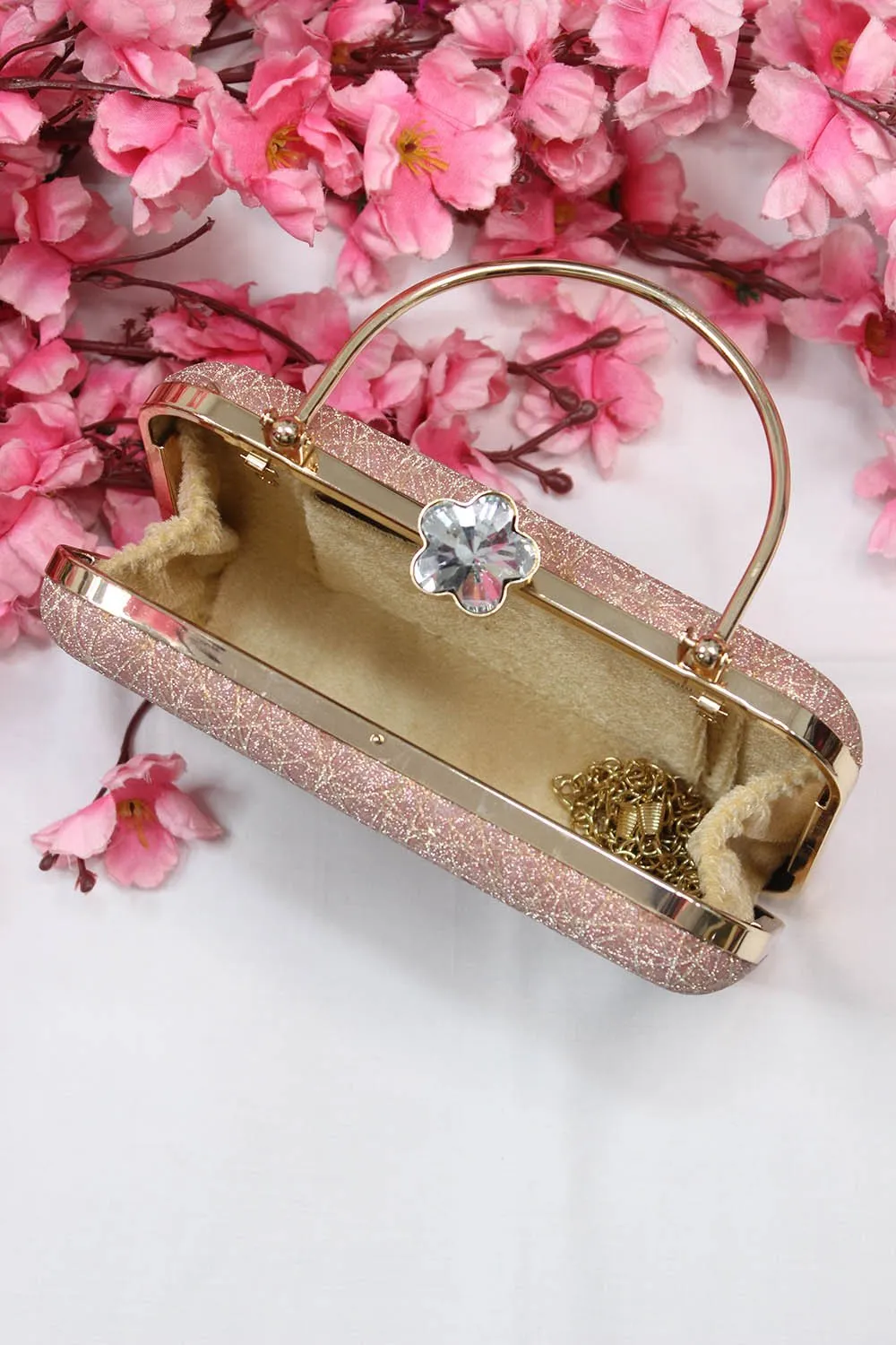 Rose Gold Clutch Sling Bag - Sparkle Your Way Through Any Occasion - Add a Statement to Your Outfit