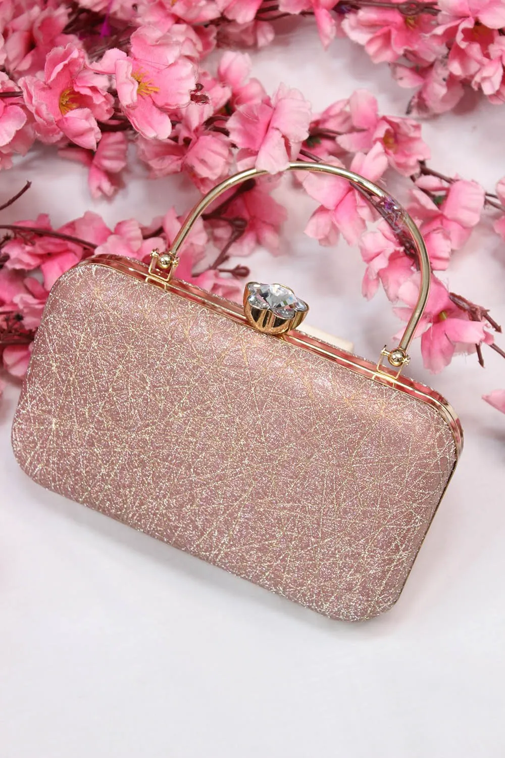 Rose Gold Clutch Sling Bag - Sparkle Your Way Through Any Occasion - Add a Statement to Your Outfit