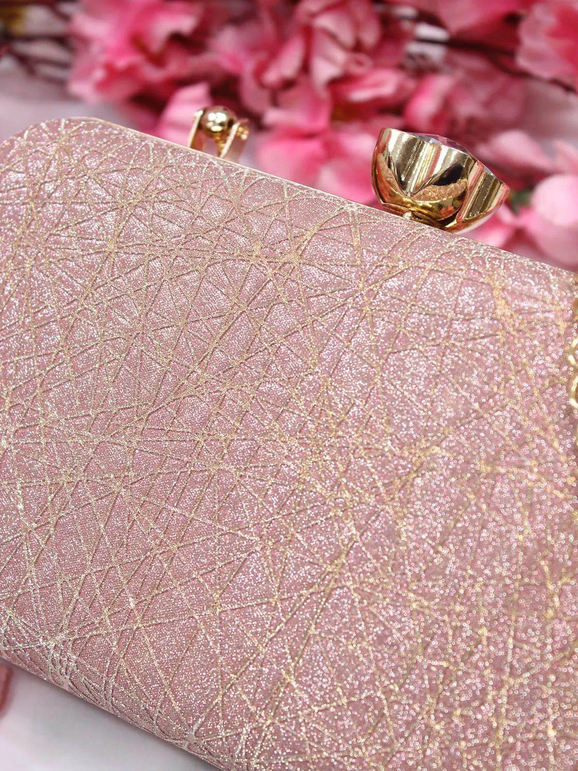 Rose Gold Clutch Sling Bag - Sparkle Your Way Through Any Occasion - Add a Statement to Your Outfit