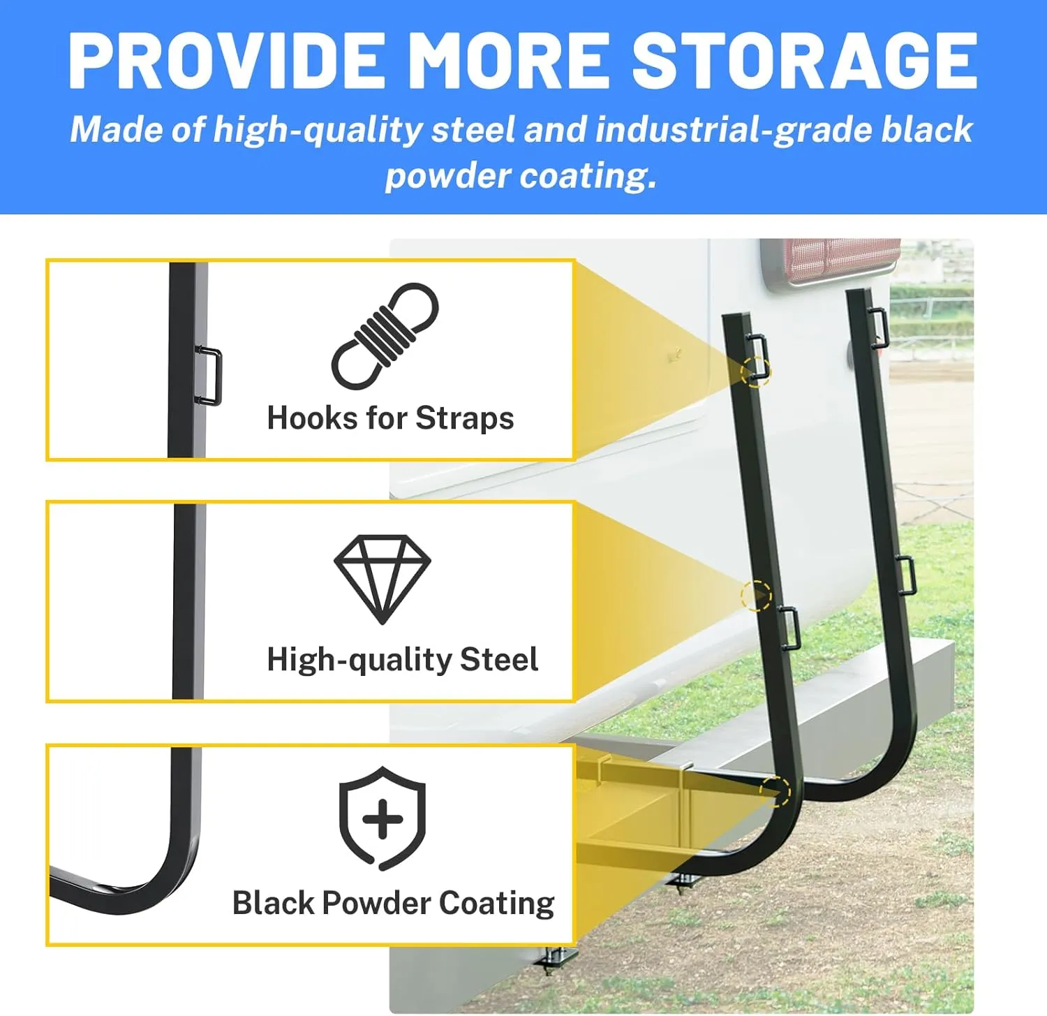 RV Tote Tank Rack Carrier - Bumper Mount Holder for 15-36 Gallon Portable Waste Tanks