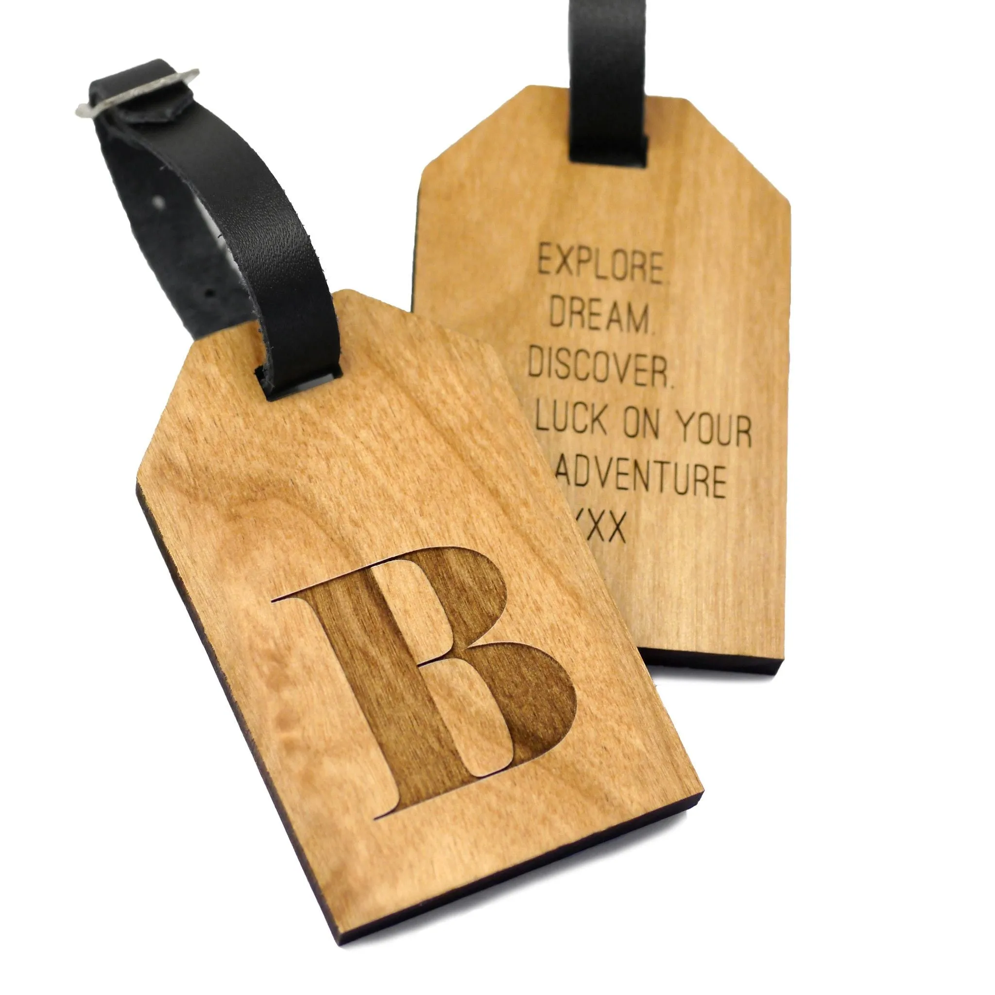 Set Of Two Personalised Wooden Letter Luggage Tags