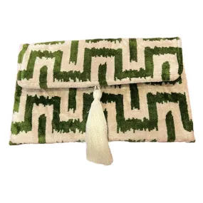 Silk and Velvet Clutch Bag Green