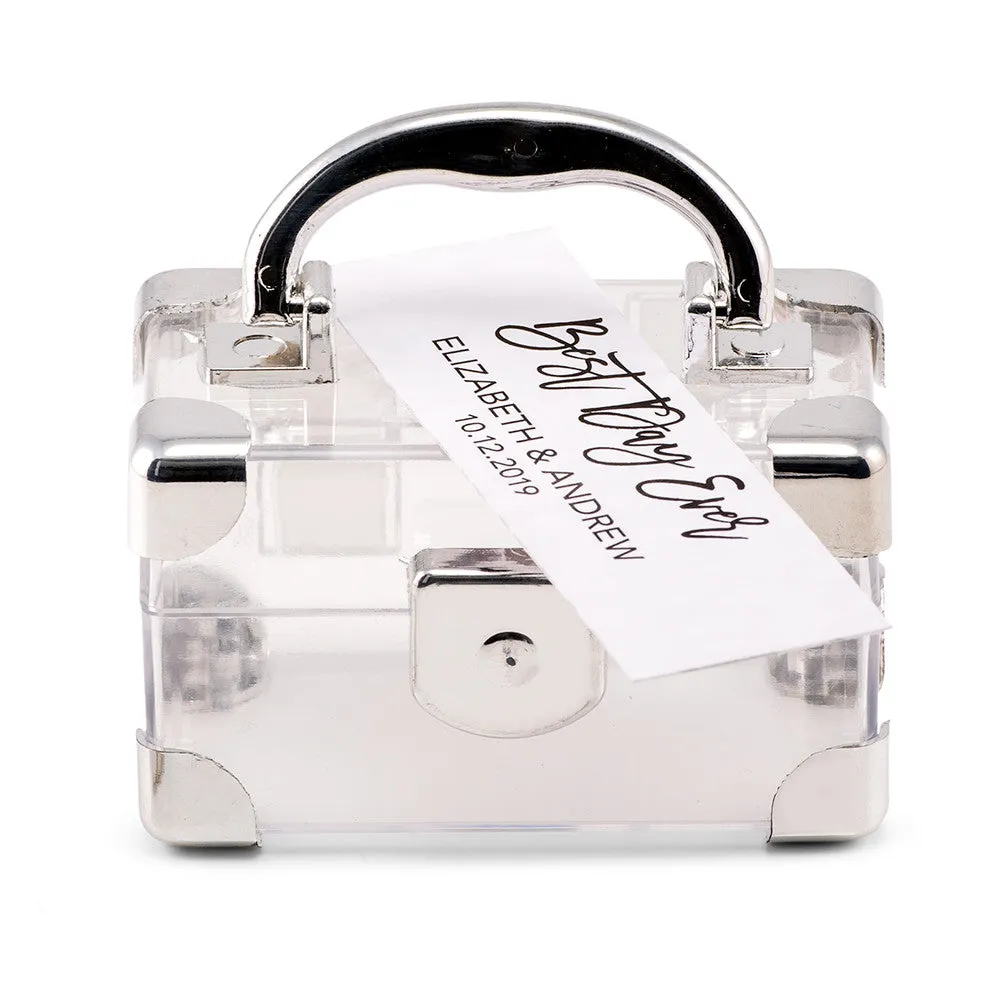 Silver Mini Travel Suitcase Wedding Party Favor Box (Pack of 2)