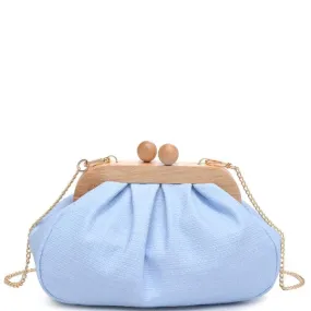 Sky Blue Smooth Texture All Over Enya Clutch Bag