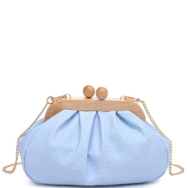 Sky Blue Smooth Texture All Over Enya Clutch Bag