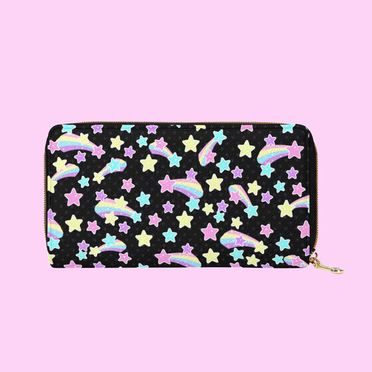 Starry Party Black Zipper Wallet