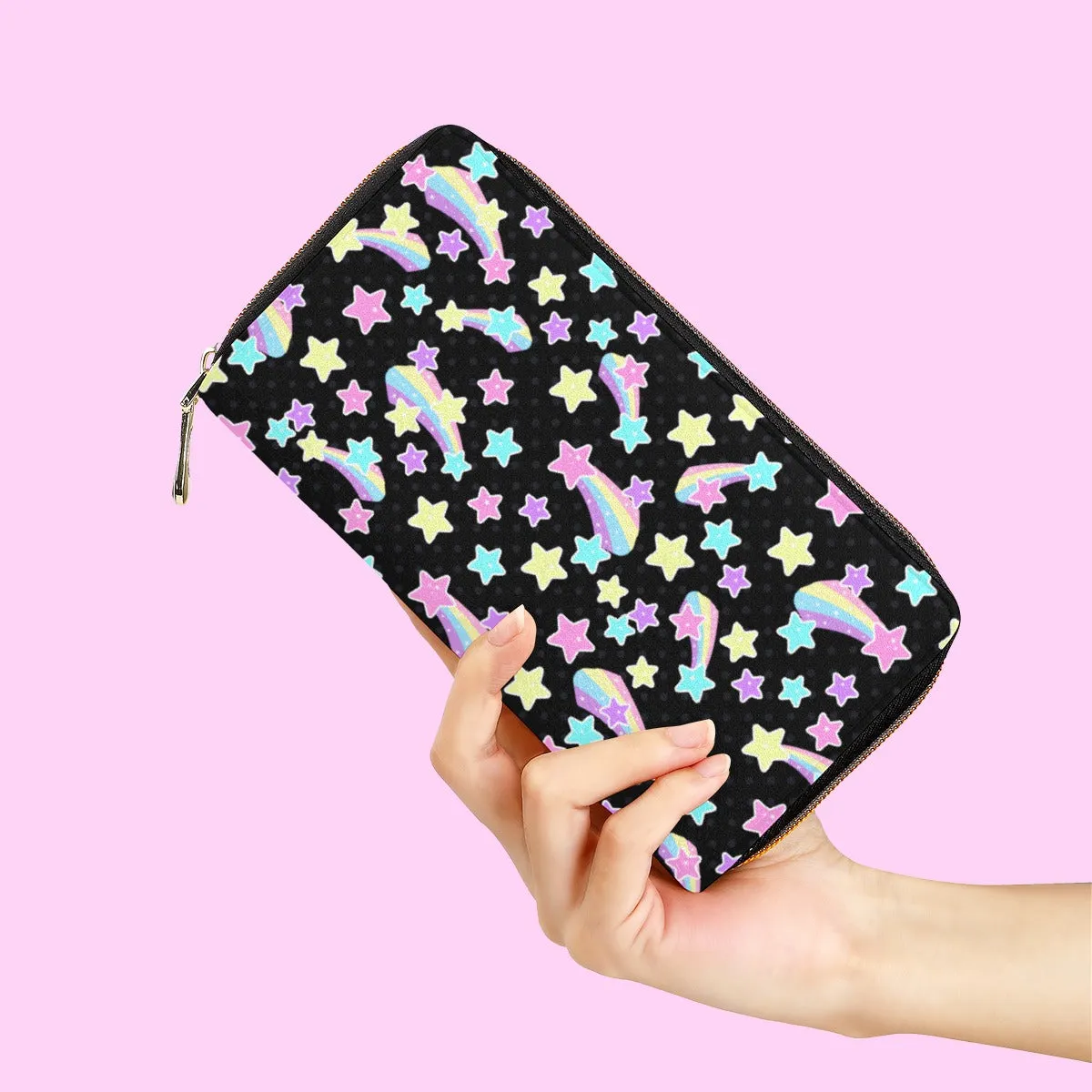 Starry Party Black Zipper Wallet