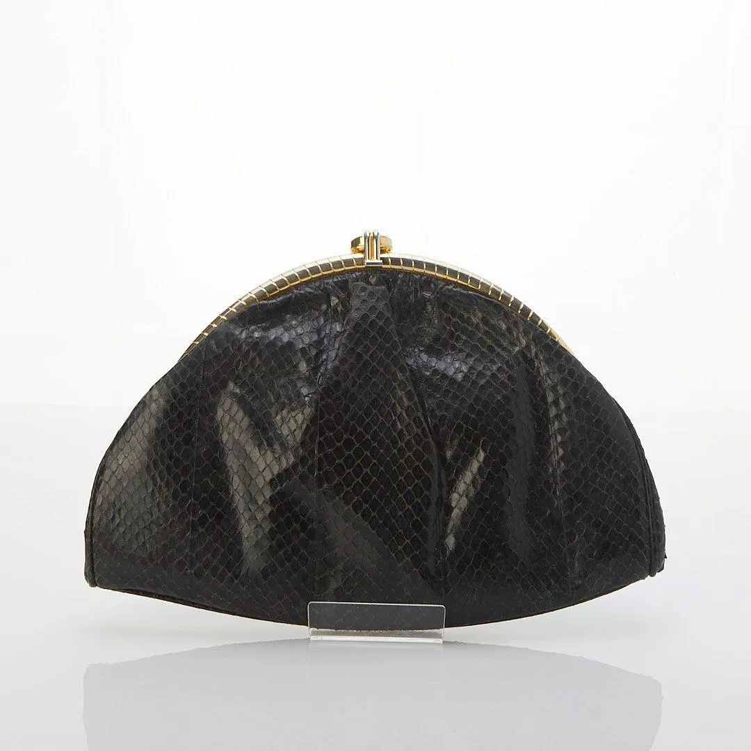 Susan Gail Genuine Snake Black Clutch Bag