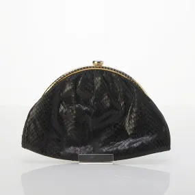 Susan Gail Genuine Snake Black Clutch Bag