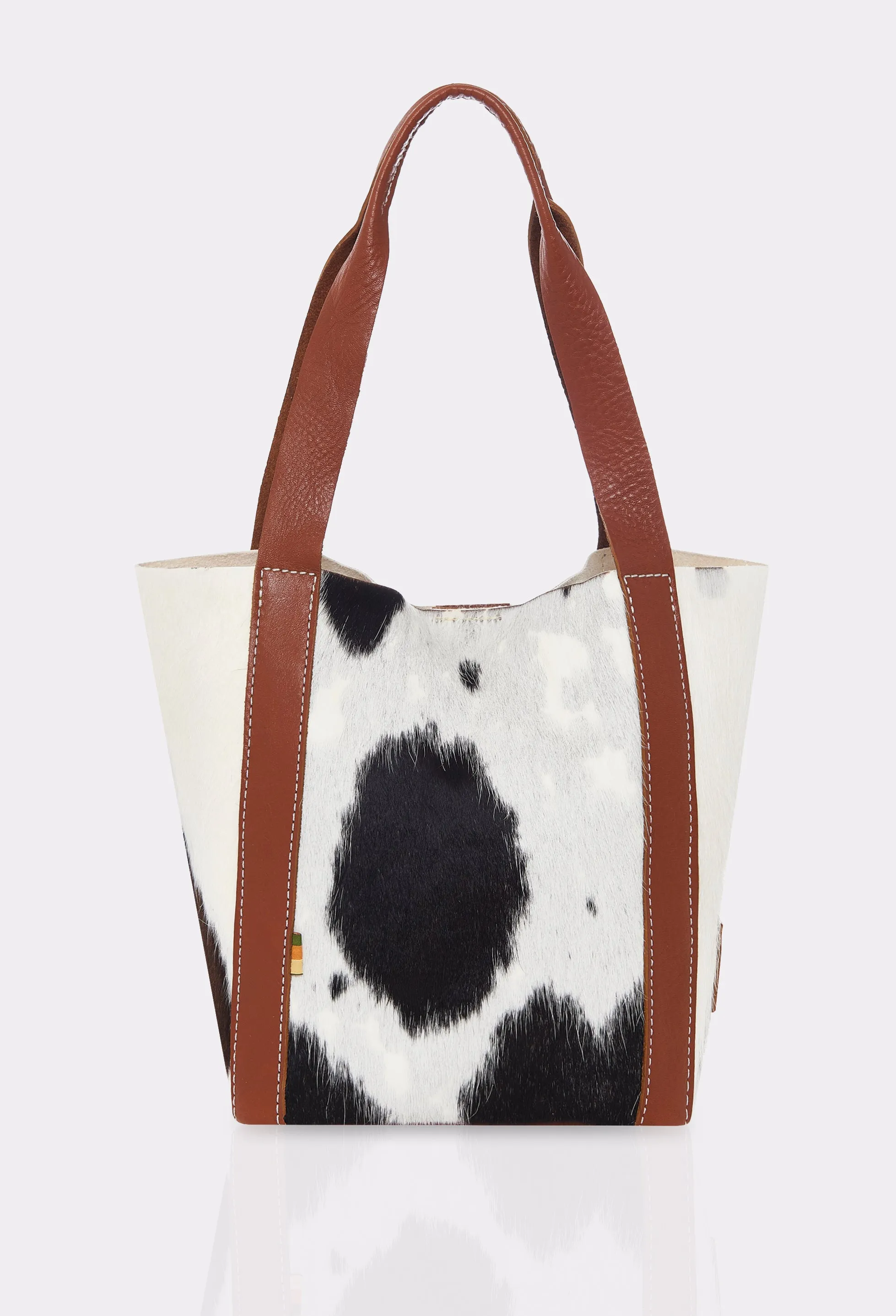 Tan Cowhide Leather Mini Bucket Bag ‘Pampa’