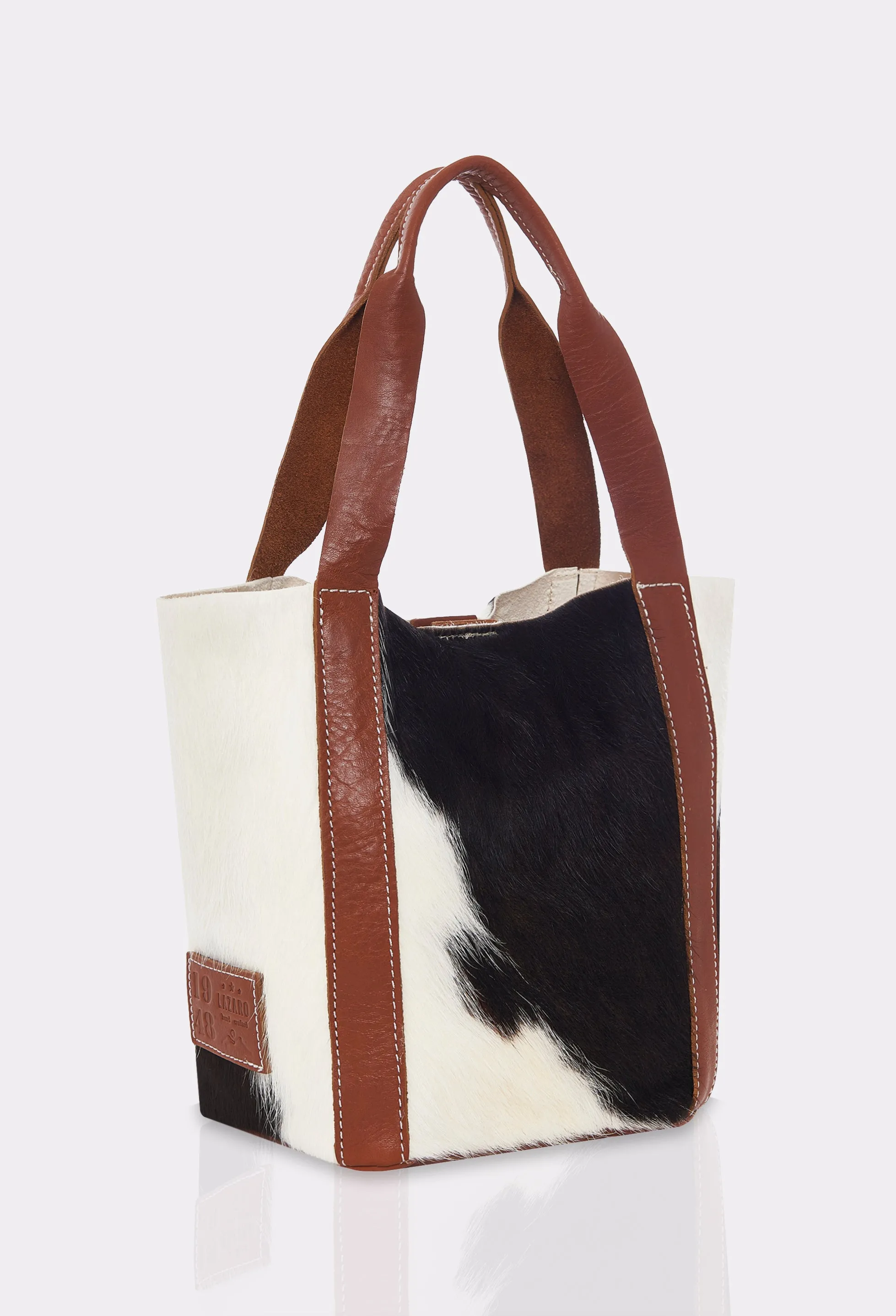 Tan Cowhide Leather Mini Bucket Bag ‘Pampa’