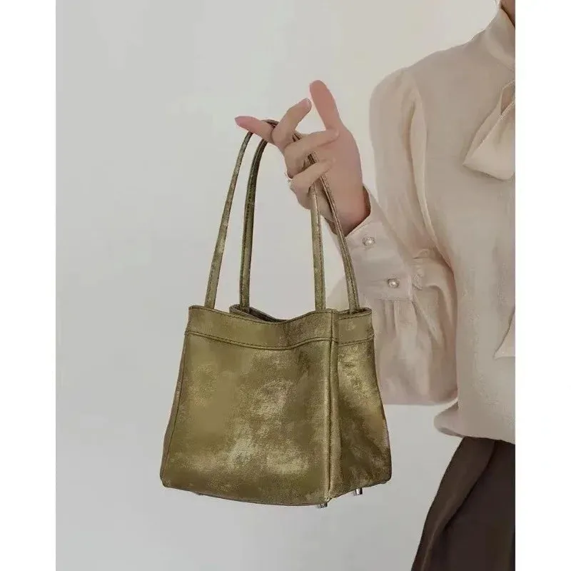 TAVIMART  -  Aesthetic Silver Womens Handbag 2024 New Fashion Chinese Style Bucket Bags Small Advanced Vintage Female Crossbody Bag