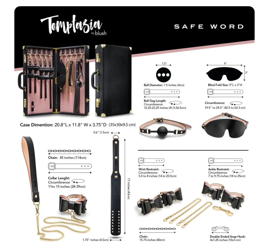 TEMPTASIA SAFE WORD 9 PIECE BONDAGE KIT WITH SUITCASE