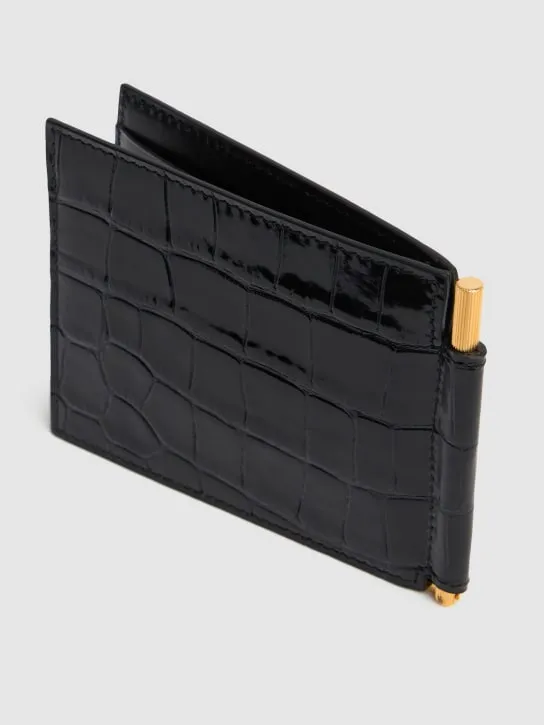 Tom Ford   Patent croc embossed clip wallet 