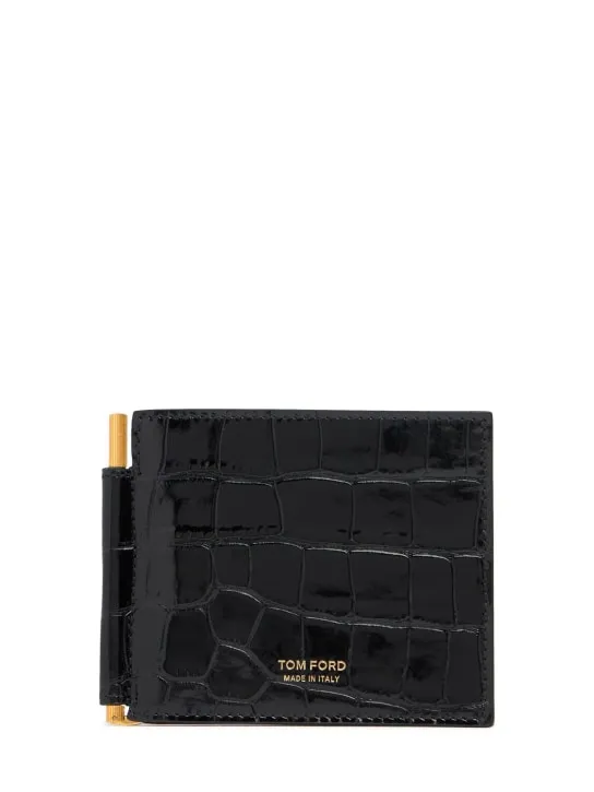 Tom Ford   Patent croc embossed clip wallet 