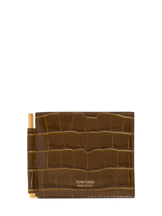 Tom Ford   Patent croc embossed clip wallet 